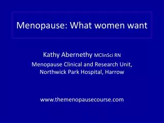 Menopause: What women want