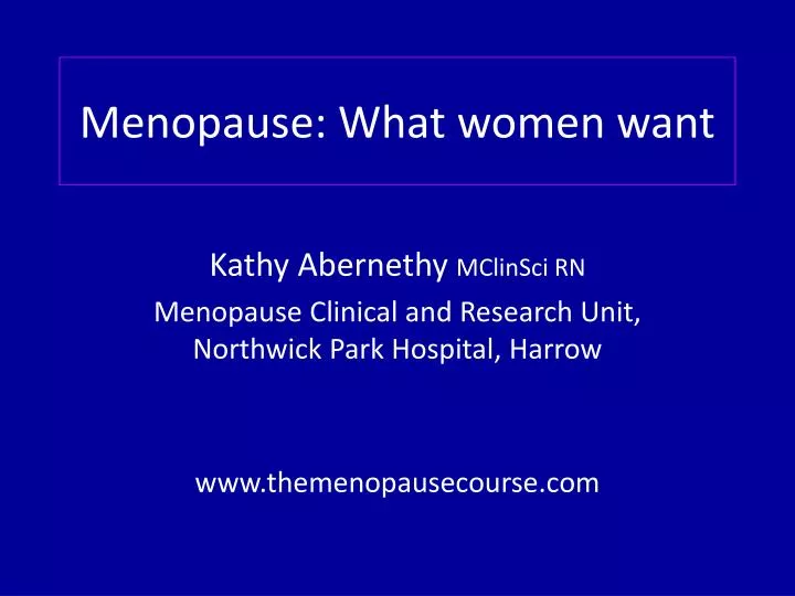 menopause what women want