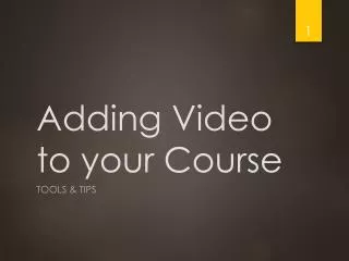 Adding Video to your Course