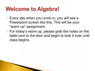Welcome to Algebra!
