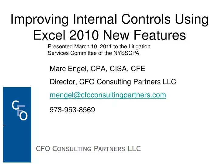 improving internal controls using excel 2010 new features
