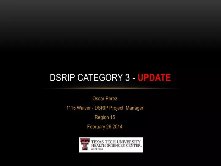 dsrip category 3 update