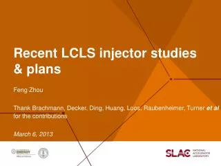 Recent LCLS injector studies &amp; plans