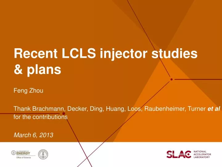 recent lcls injector studies plans