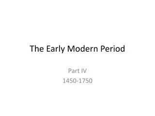 The Early Modern Period