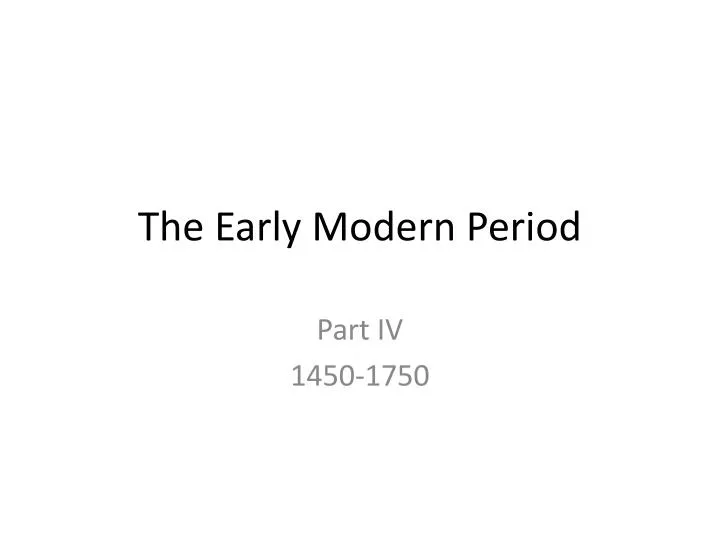 the early modern period