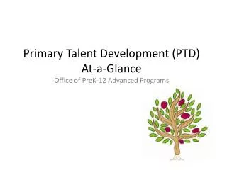 Primary Talent Development (PTD) At-a-Glance Office of PreK-12 Advanced Programs