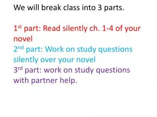 Study questions for students that missed class