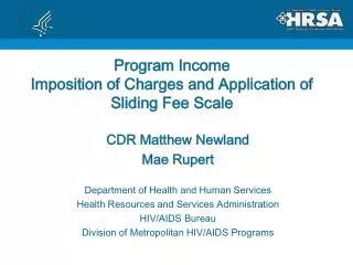 Program Income Imposition of Charges and Application of Sliding Fee Scale