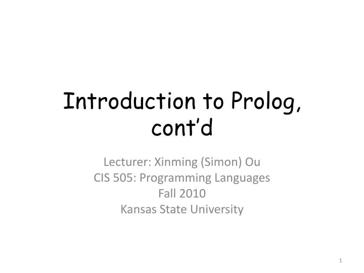 introduction to prolog cont d