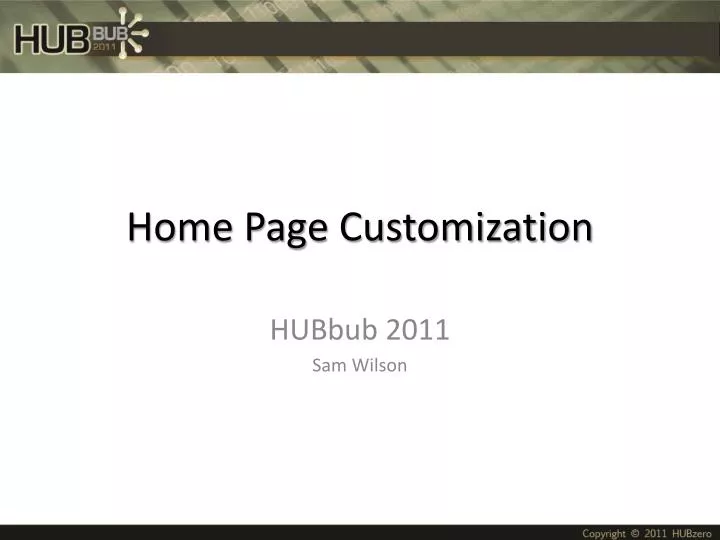 home page customization