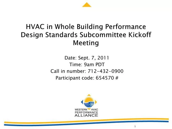 hvac in whole building performance design standards subcommittee kickoff meeting