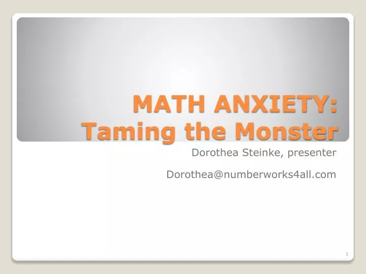 math anxiety taming the monster