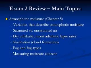 exam 2 review main topics