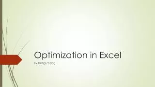 Optimization in Excel