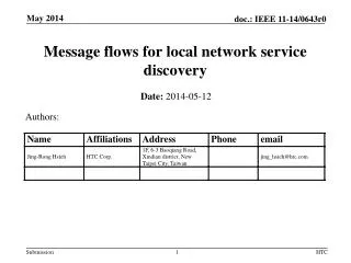 M essage flows for local network service discovery