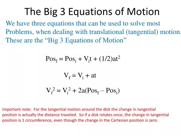 the big 3 equations of motion