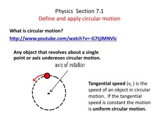 physics section 7 1 define and a pply circular motion