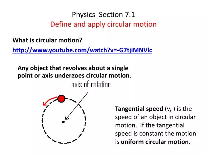 physics section 7 1 define and a pply circular motion