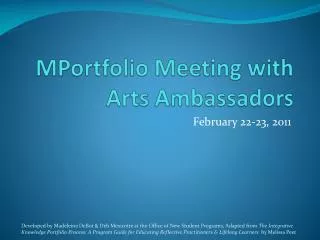 MPortfolio Meeting with Arts Ambassadors