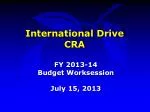 International Drive CRA FY 2013-14 Budget Overview - slide 1