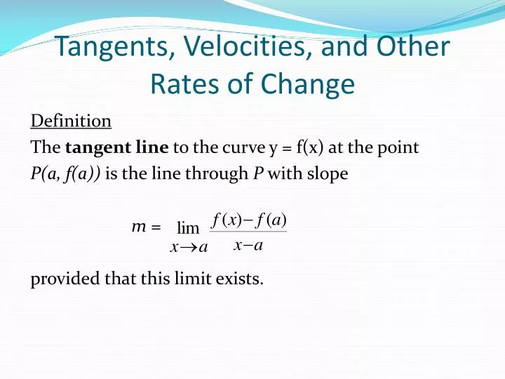 tangents velocities and other rates of change
