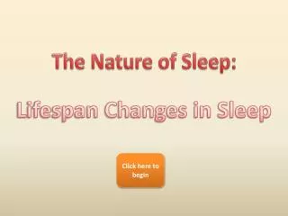The Nature of Sleep: