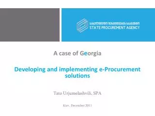 A case of G e orgia Developing and implementing e-Procurement solutions