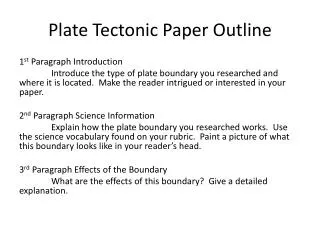 Plate Tectonic Paper Outline