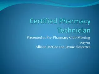 Certified Pharmacy Technician