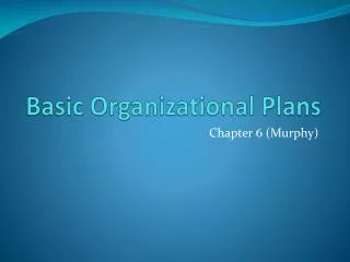 Basic Organizational Plans