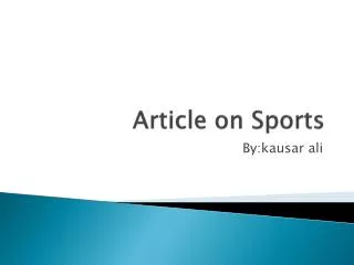 Article on Sports