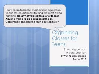 Organizing Classes for Teens