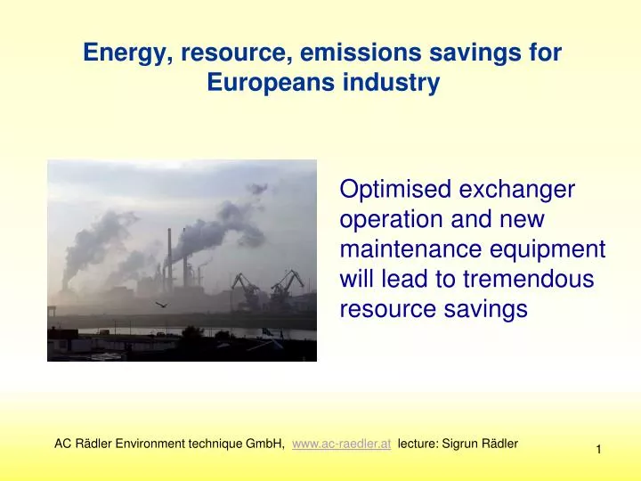 energy resource emissions savings for europeans industry