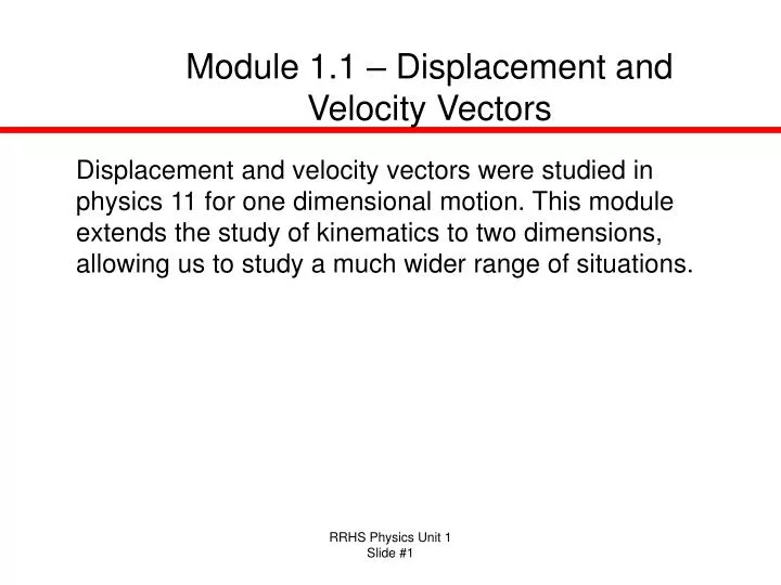 module 1 1 displacement and velocity vectors
