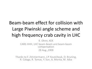 K. Ohmi , KEK CARE-HHH, LHC beam-beam and beam-beam compensation 28 Aug.,2008