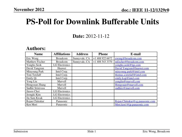 ps poll for downlink bufferable units