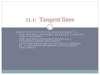 11.1: Tangent lines