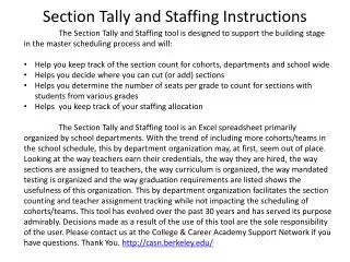 Section Tally and Staffing Instructions