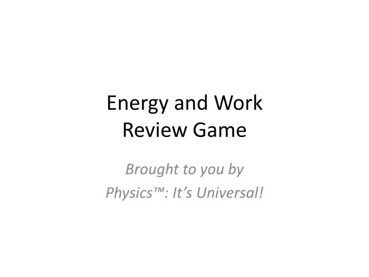 energy and work review game
