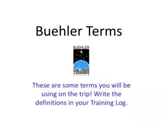 Buehler Terms