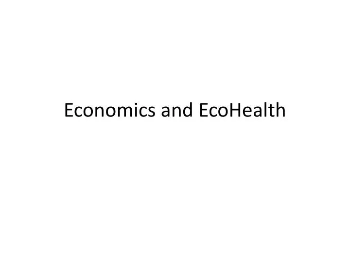 economics and ecohealth