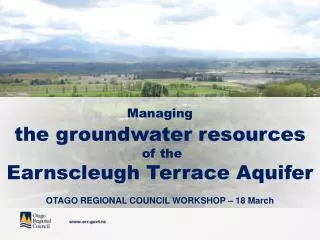 Managing the groundwater resources of the Earnscleugh Terrace Aquifer