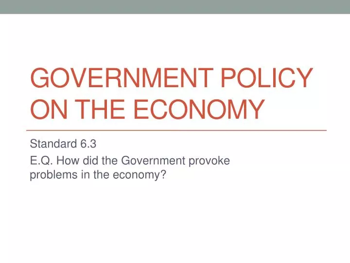 government policy on the economy