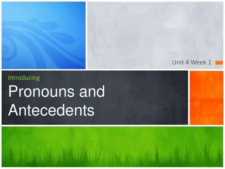 introducing pronouns and antecedents
