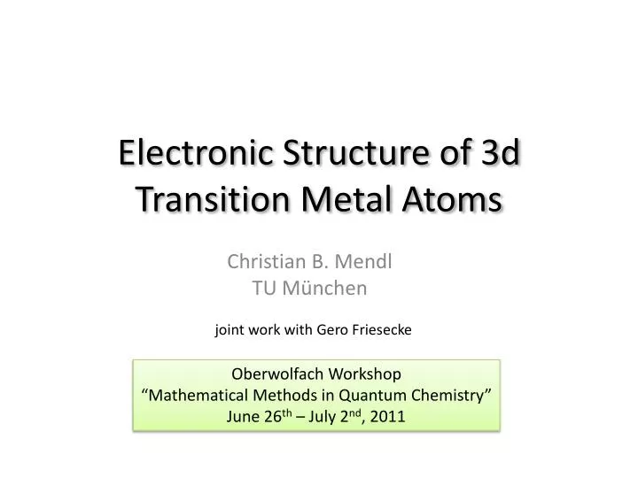 electronic structure of 3d transition metal atoms