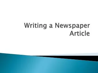 Writing a Newspaper Article