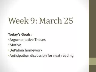 Week 9: March 25