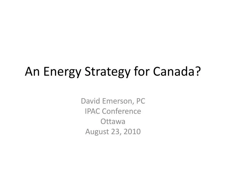 an energy strategy for canada