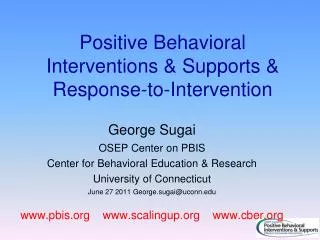 Positive Behavioral Interventions &amp; Supports &amp; Response-to-Intervention